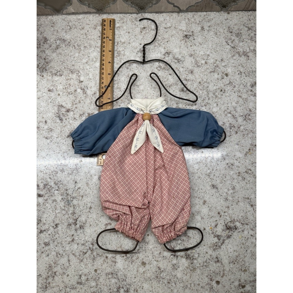 Vintage Rabbit Wire Shaped Hanger dressed Vintage Romper Wall Deco Easter Bunny